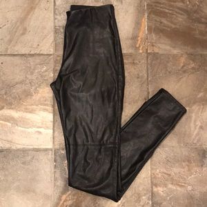 Black faux leather leggings